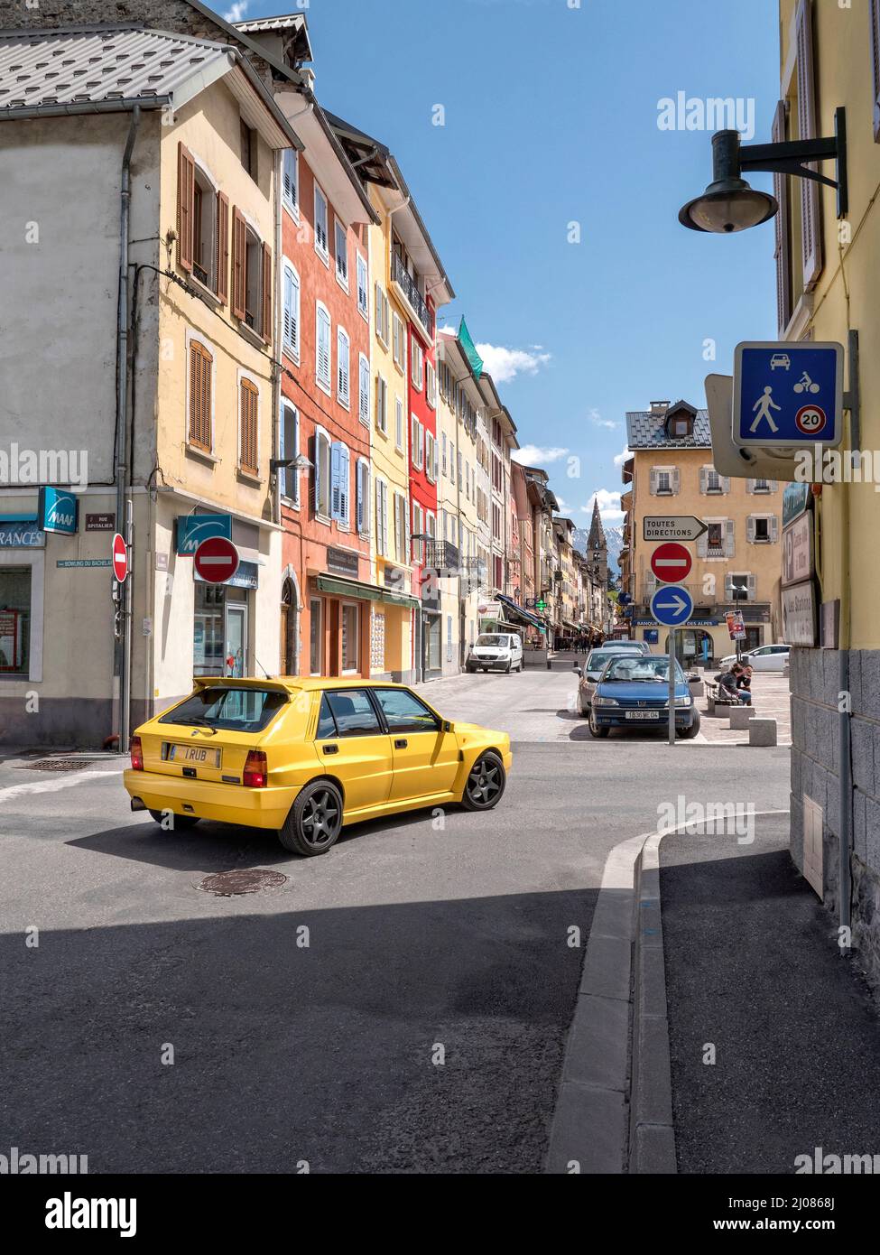 1995 Lancia Delta Integrale Evo II auf historischen Rallye-Etappen von Monte Carlo und auf der Route des Grandes Alpes France. Stockfoto