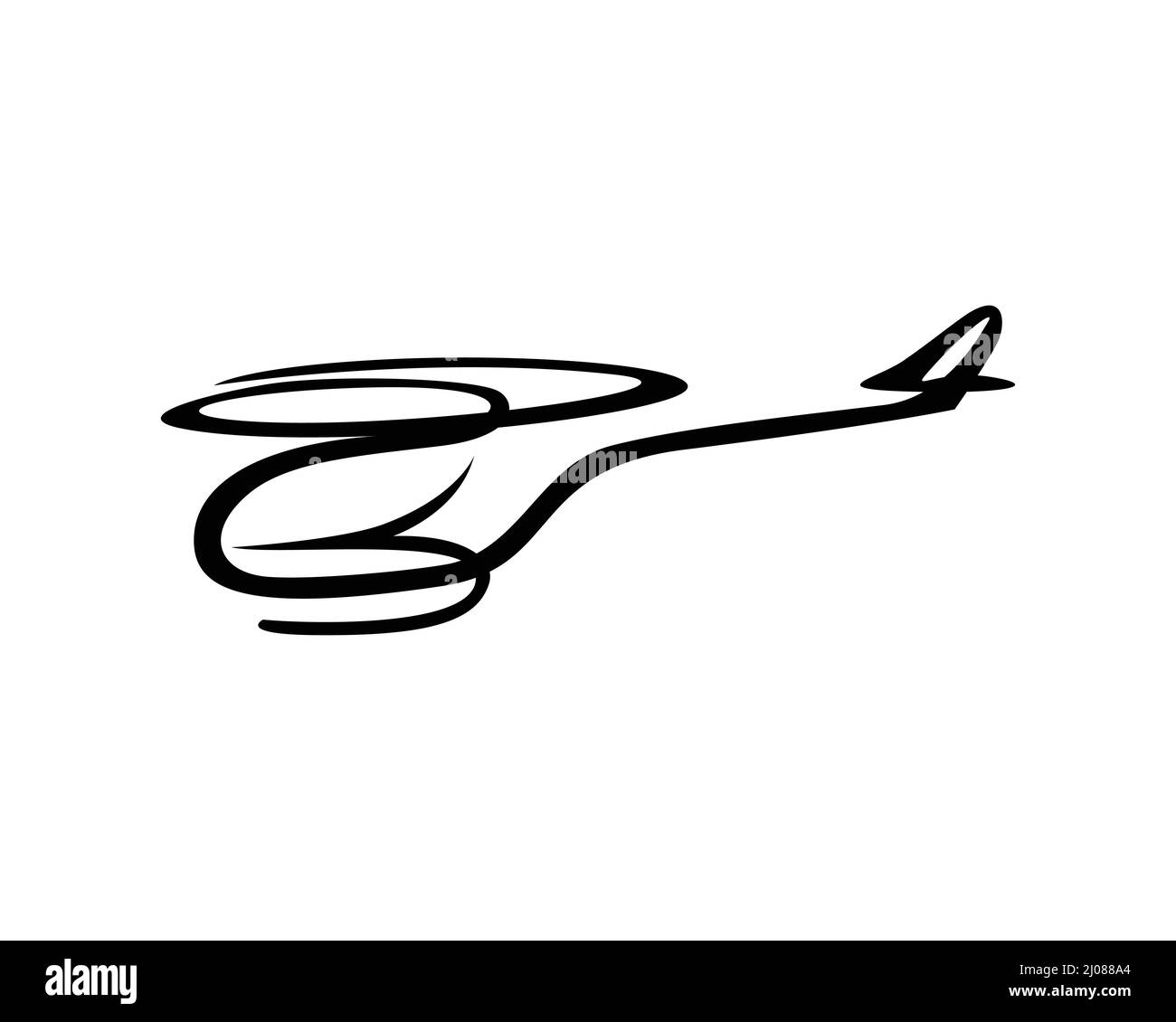 Fliegender Hubschrauber Symbol mit Silhouette Stil Stock Vektor