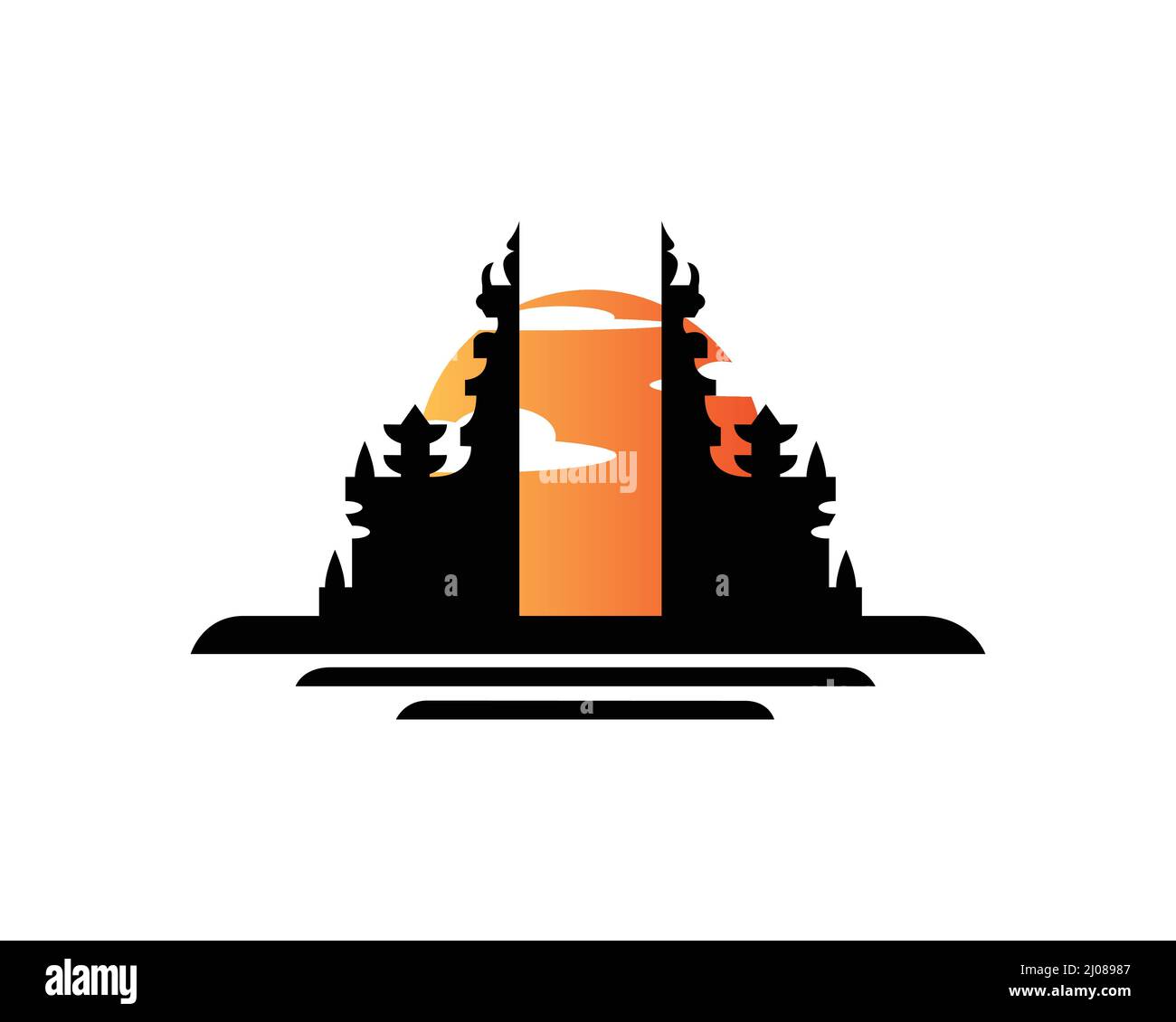 Wunderschöne Balinesische Gapura Architektur Illustration Stock Vektor