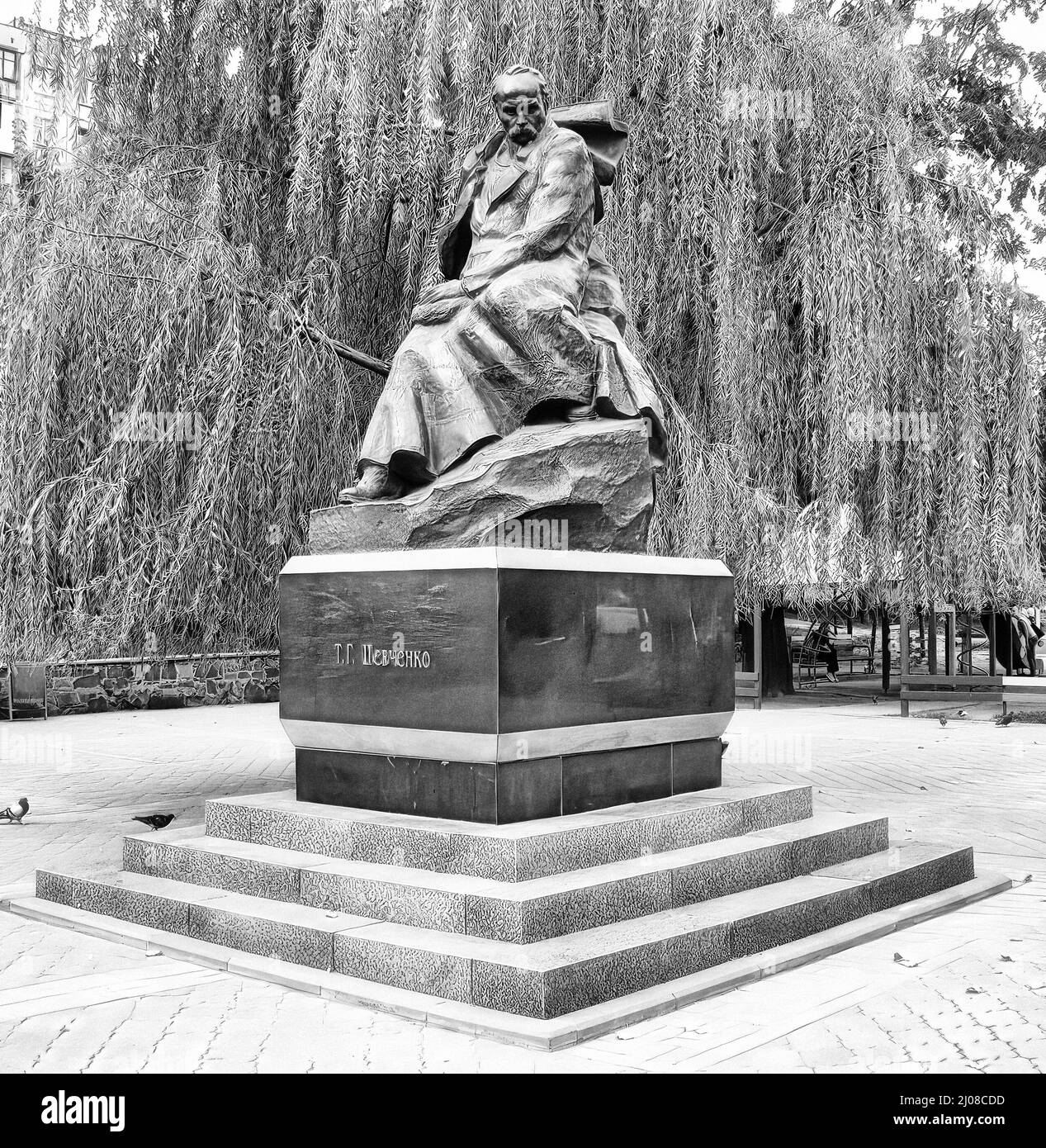 Einige Denkmäler, die die schöne Stadt Mariupol in der Ukraine schmücken Stockfoto