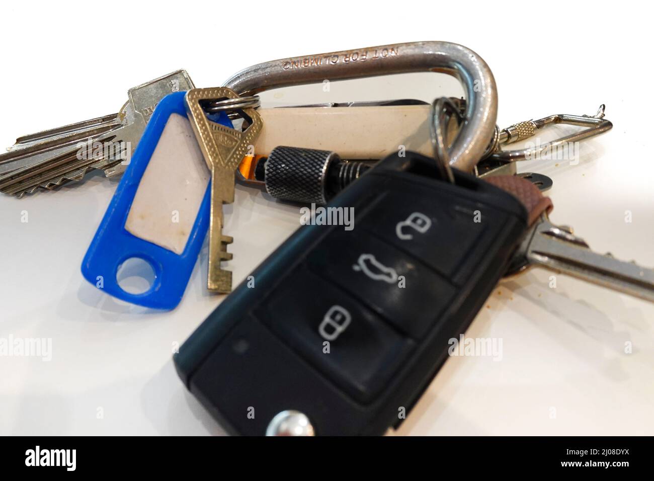 Autoschlüssel und Schlüssel am Karabiner Stockfoto