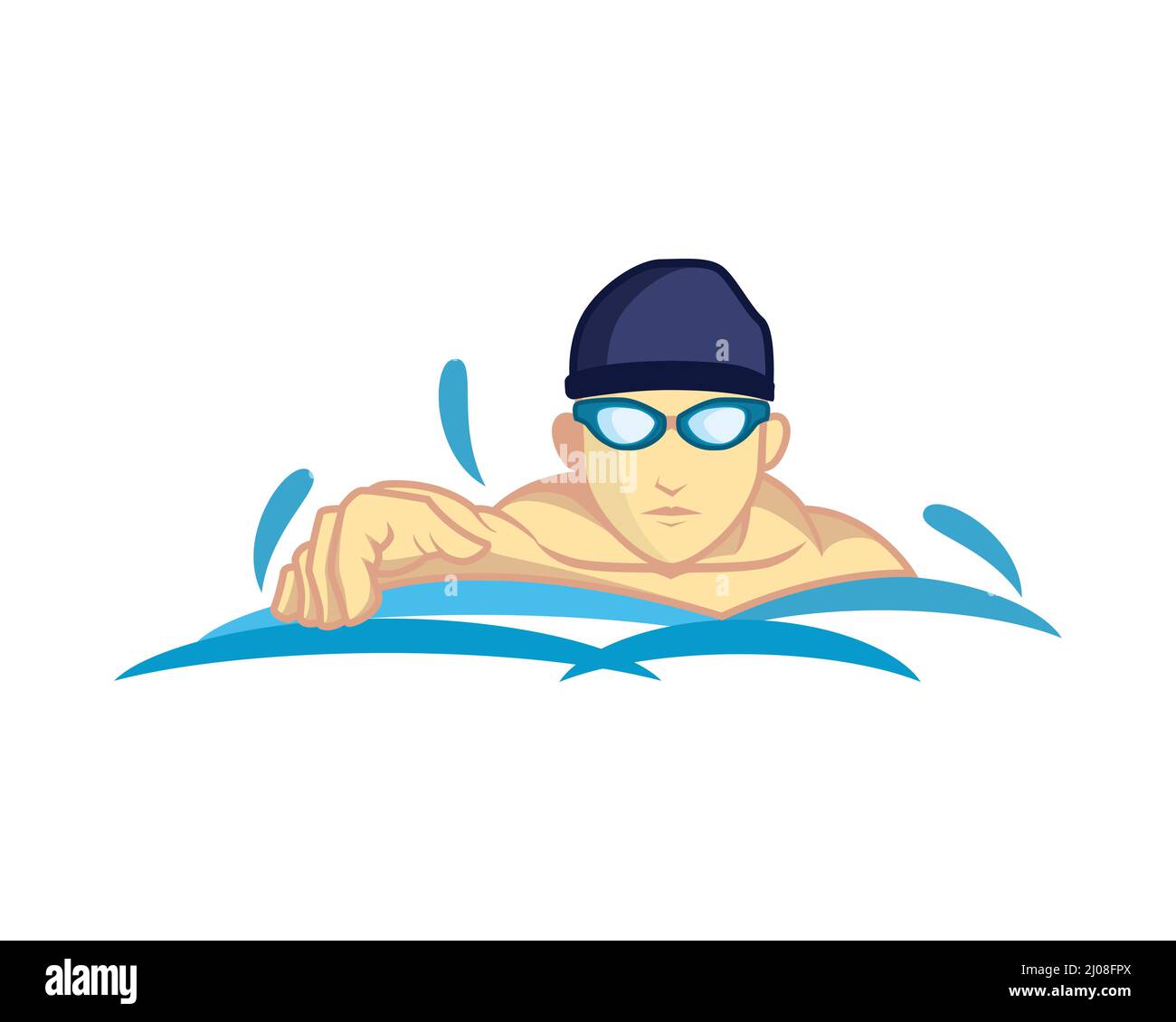 Figur des schwimmenden Mannes mit Brille Stock Vektor