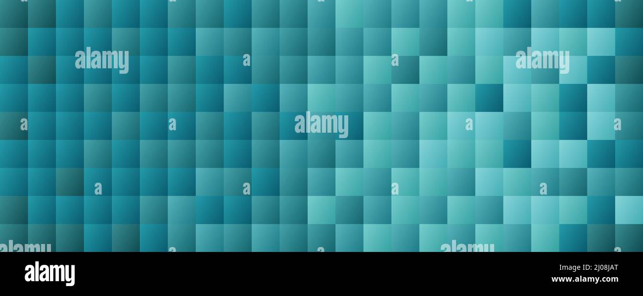 Abstrakt blau und türkis verpixelt Hintergrund, moderne Mosaik breiten Banner Hintergrund Vektor-Illustration Stock Vektor