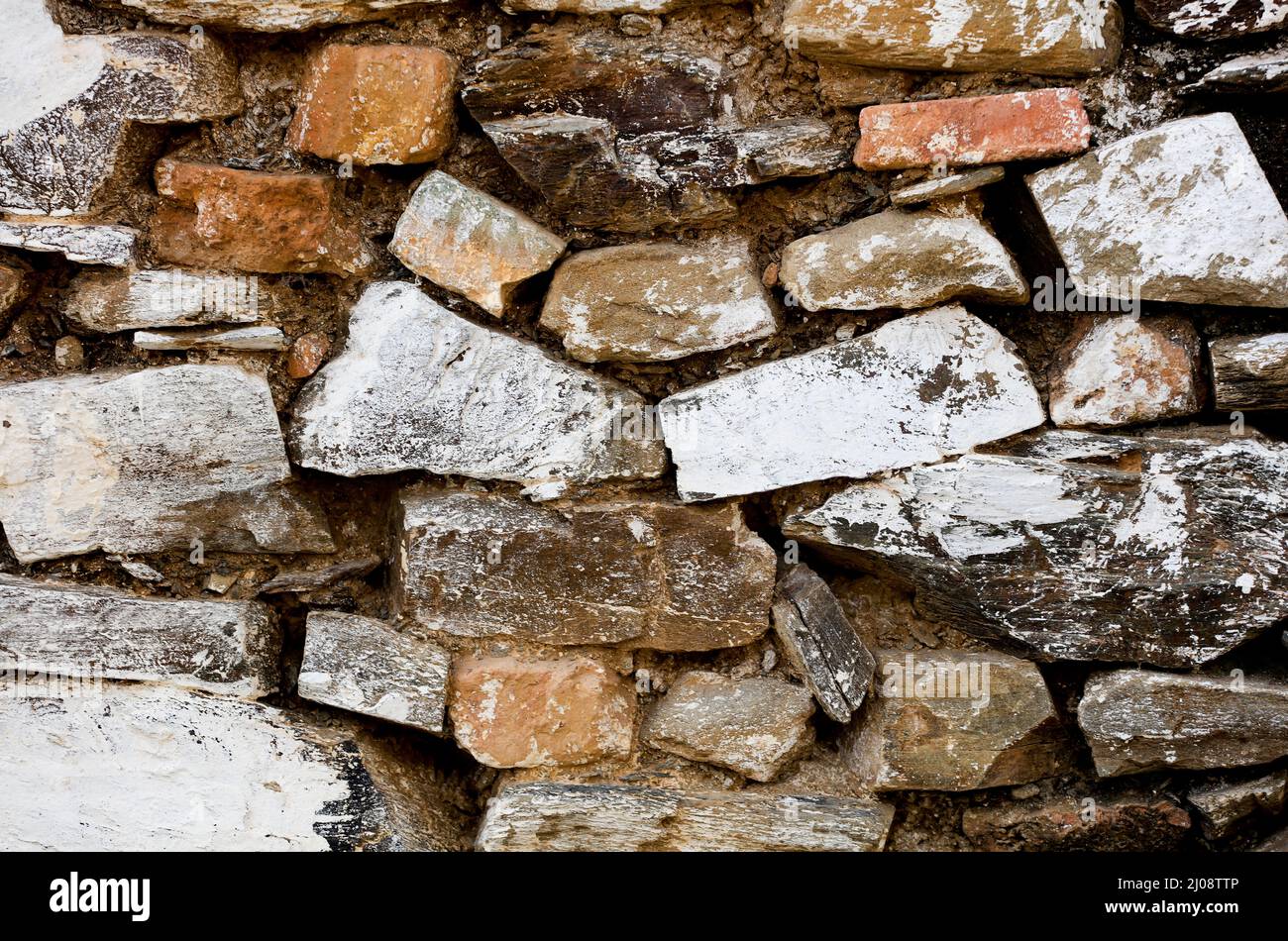Wandstruktur aus Stein. Die Steinmauer als Hintergrund oder Textur. Teil einer Steinwand, für Hintergrund oder Textur Stockfoto
