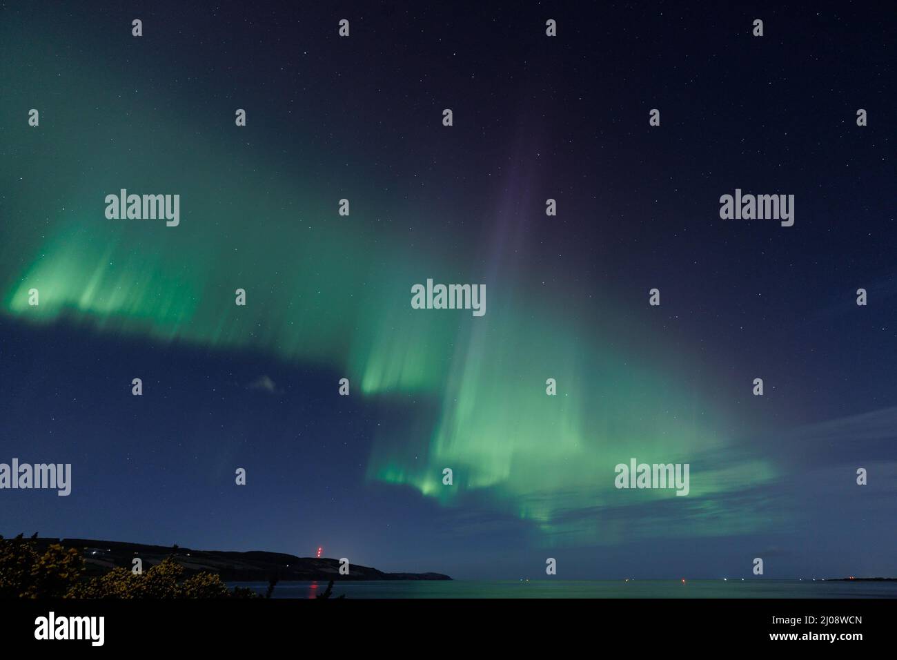 Die Nordlichter (Aurora borealis) über den schottischen Highlands Stockfoto