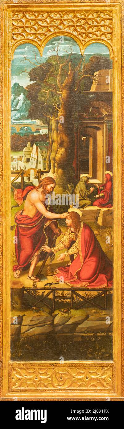 VALENCIA, SPANIEN - 14. FEBRUAR 2022: Das Gemälde Jesus erscheint Maria Magdalena in der Kathedrale - Basilika der Himmelfahrt unserer Lieben Frau Stockfoto