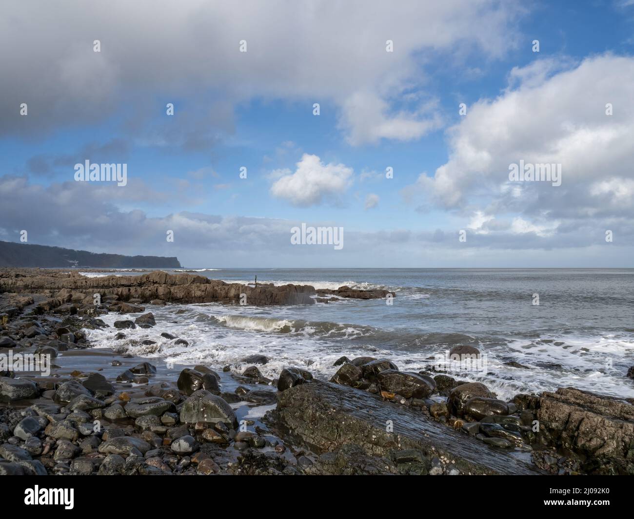 Blick vom Bucks Mill Strand, nördliche Küste von Devon. Stockfoto