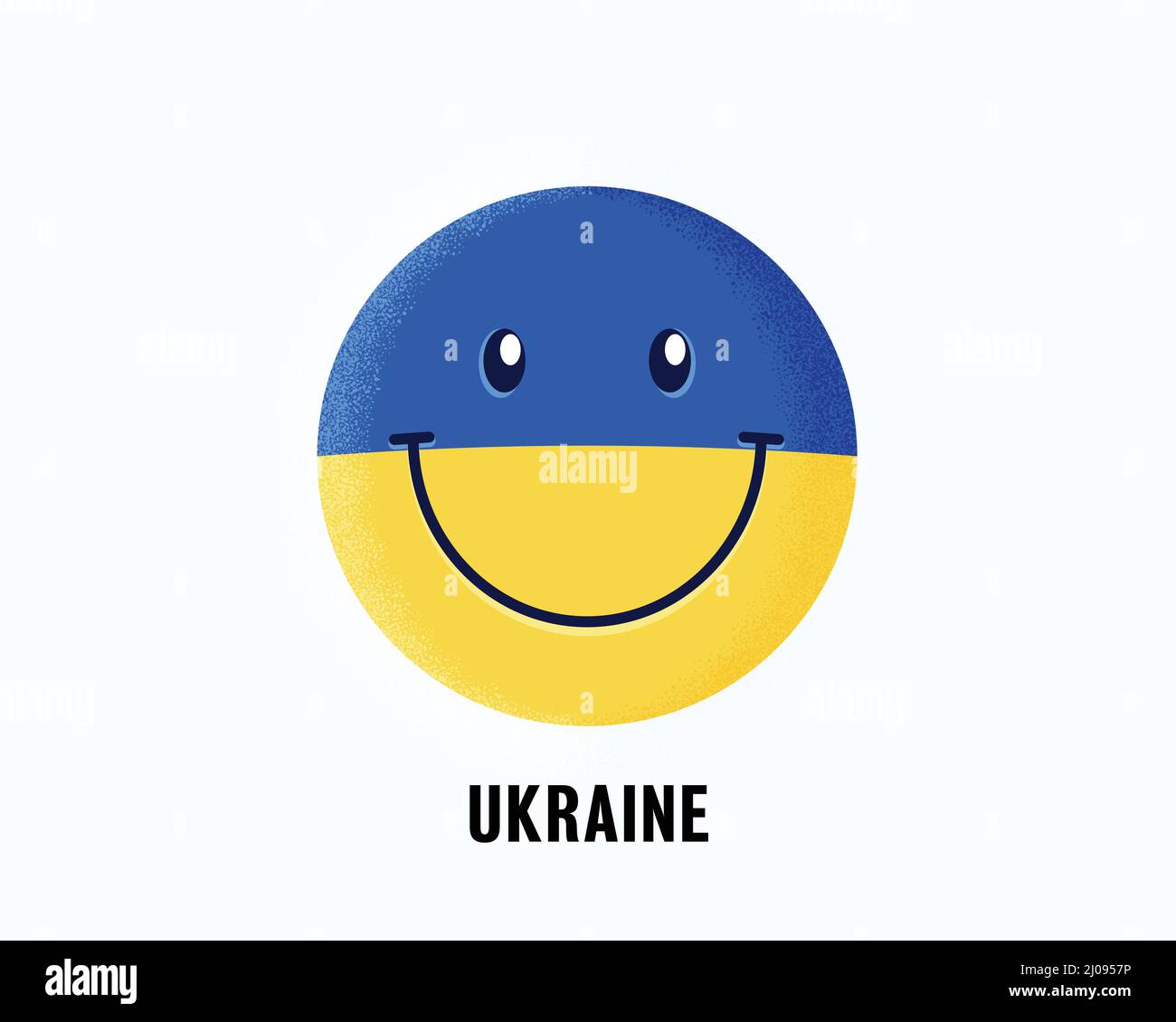 Lächelndes Ukraine-Emoticon auf isoliertem Hintergrund, editierbarer Vektor-eps. Fröhliches Smiley-Gesicht in den Farben der ukrainischen Flagge. Stock Vektor