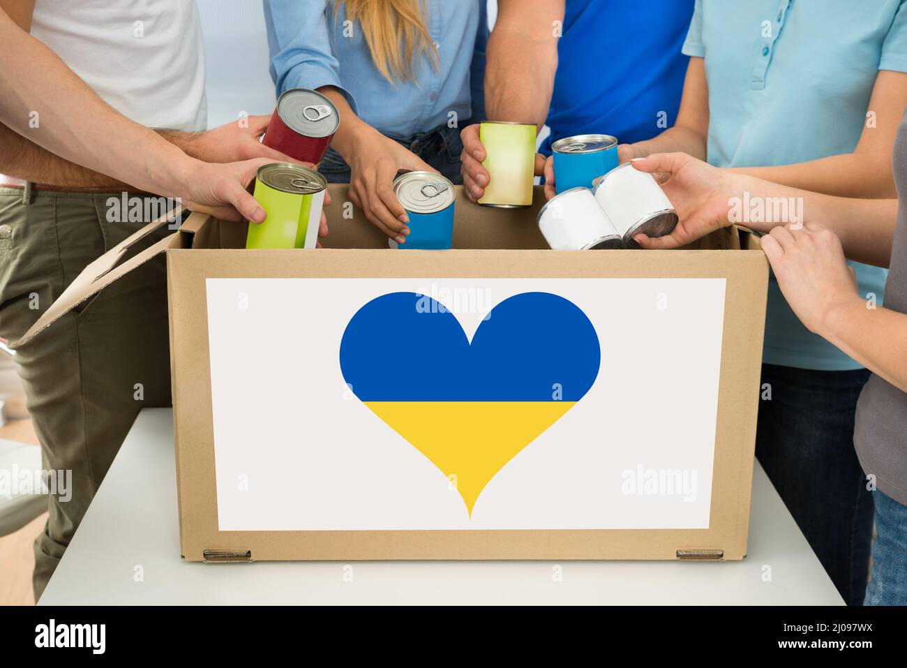 Humanitäre Nahrungsmittelhilfe Für Die Ukraine. Hilfe Zum Freiwilligendienst Stockfoto