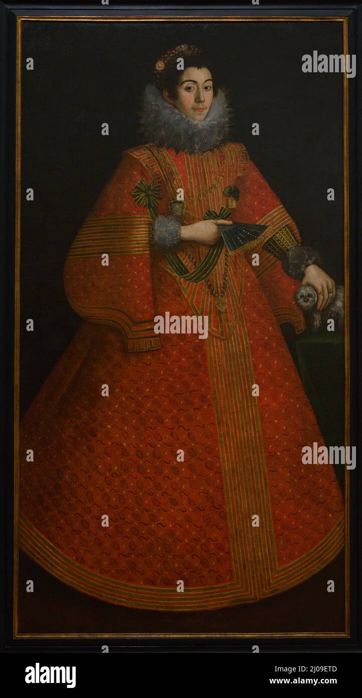 Porträt einer Dame. Anonym, 1625-1650. Öl auf Leinwand. Vom Kloster Madre de Deus, Lissabon. Nationalmuseum für Alte Kunst Lissabon, Portugal. Stockfoto