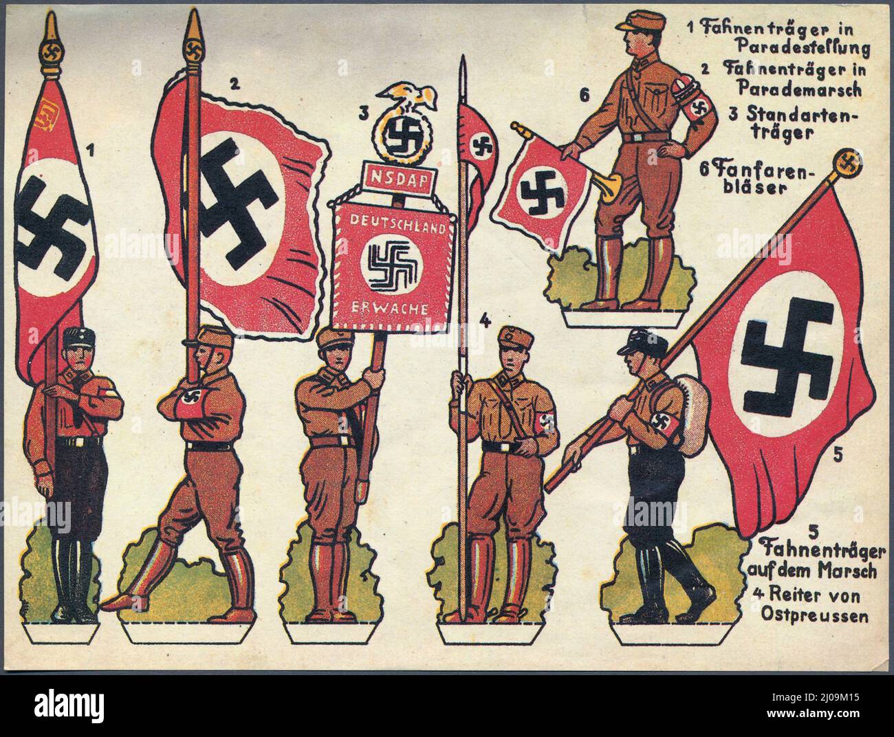 Ausgeschnittene Papierpuppen-Uniformen der NSDAP-Nazi-Partei-Propaganda Stockfoto