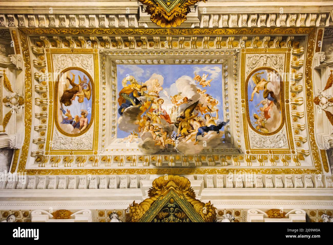 Innenraum des Palazzo Pitti (Palazzo Pitti), Wandgemälde, Florenz, Toskana, Italien Stockfoto