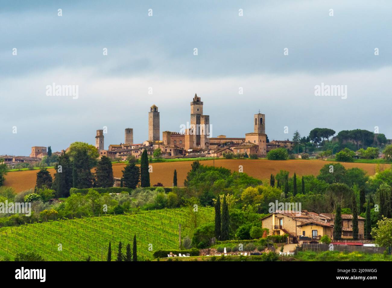 Historisches Zentrum von San Gimignano, UNESCO-Weltkulturerbe, Provinz Siena, Region Toskana, Italien Stockfoto