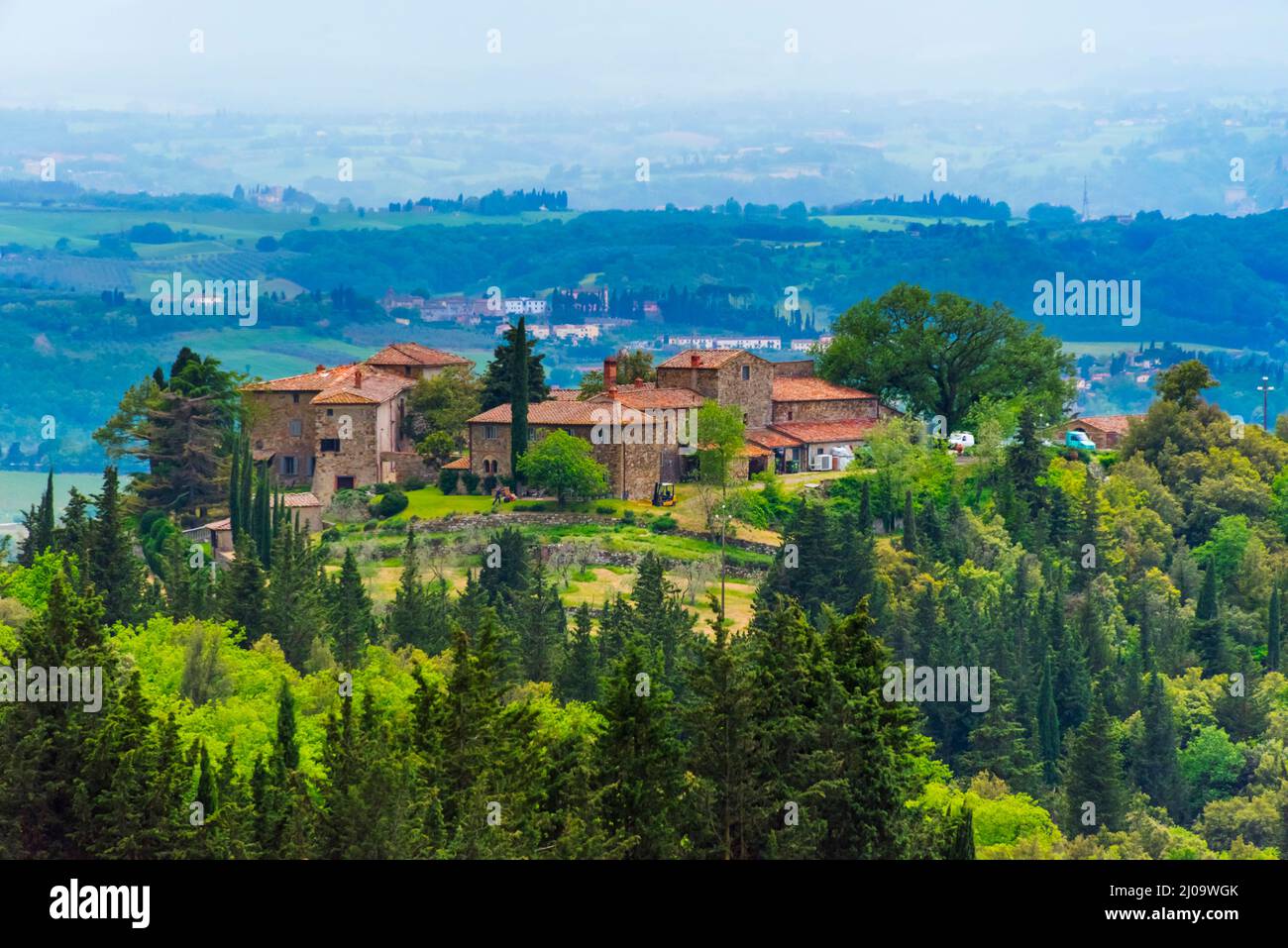 Dorf in den Bergen, Chianti, Toskana Region, Italien Stockfoto