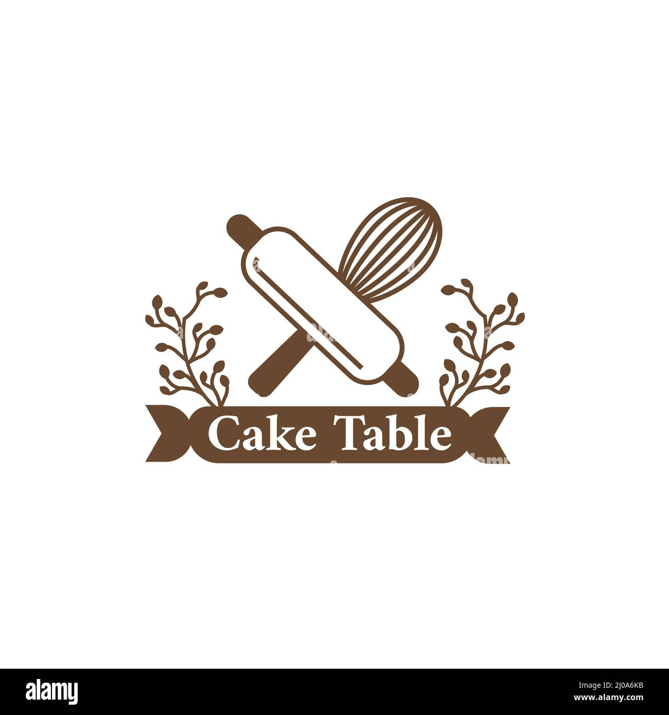 Einfache und elegante hausgemachte Bäckerei Logo. Kuchen und Bäckerei Shop Vektor und Label-Design Stock Vektor