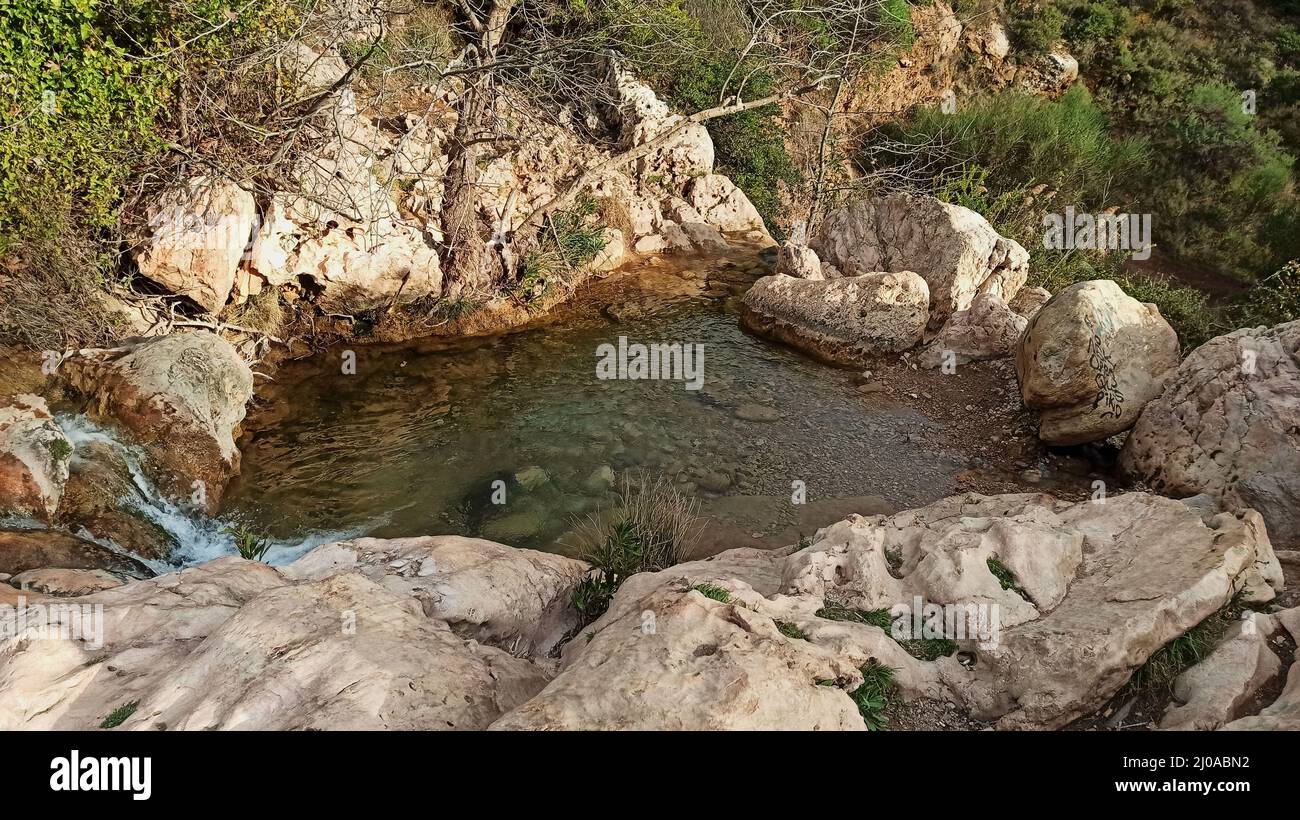 Wasserfall Valanaris in Ntrafi, Penteli, Attica, Griechenland Stockfoto