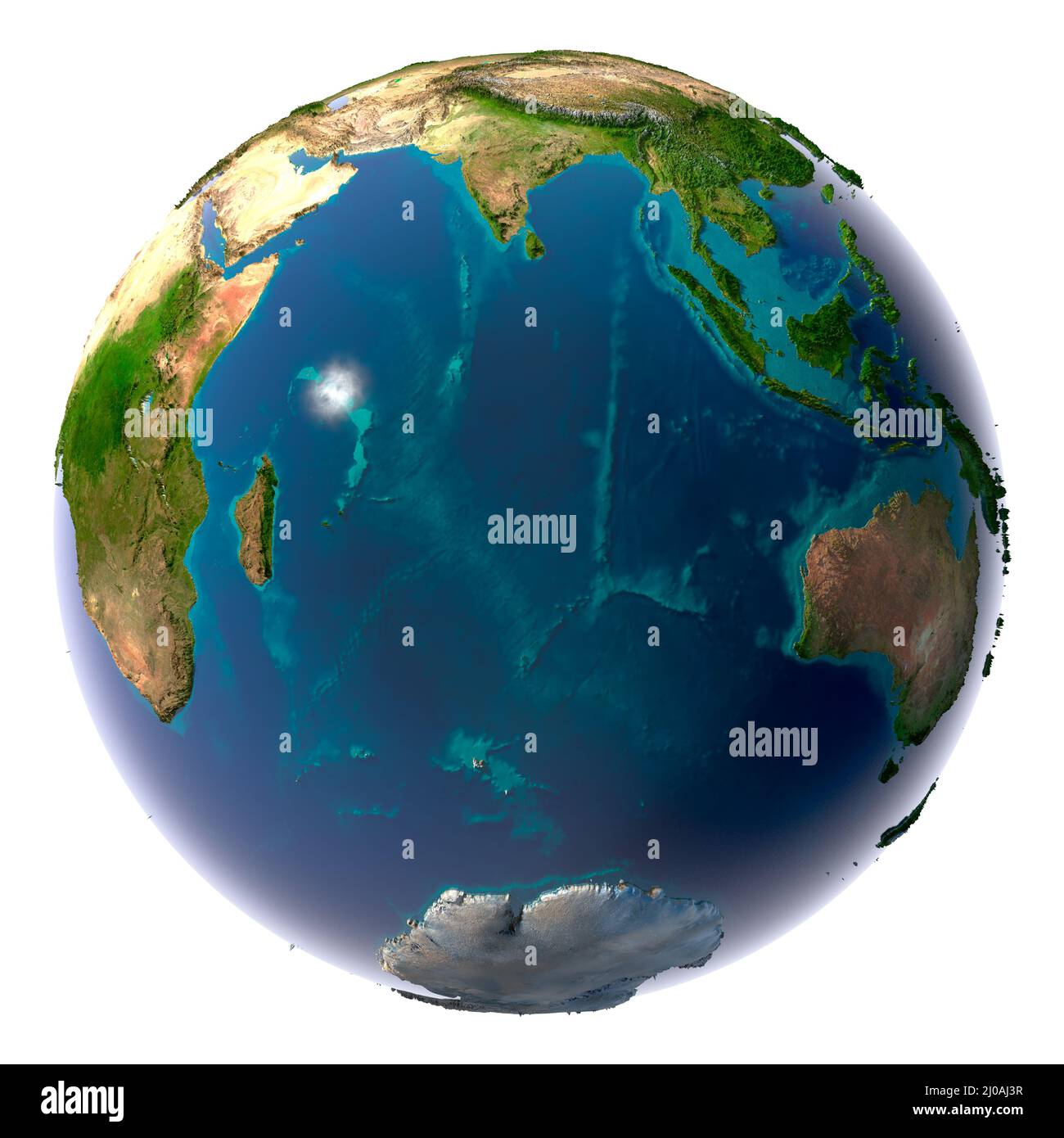 Realistischer Planetenerde mit natürlichem Wasser Stockfoto