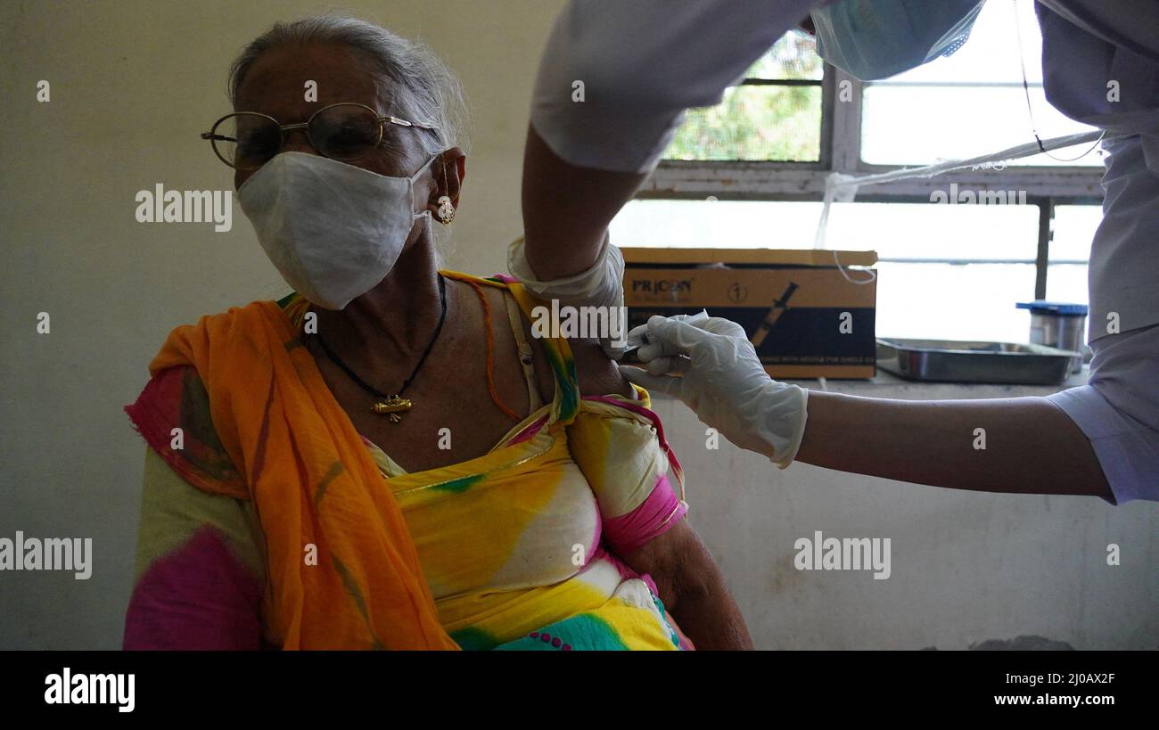 Impfdosis COVID-19, in einem Impfzentrum in Ajmer, Rajasthan, Indien, am 16. Juli 2021. Foto von ABACAPRESS.COM Stockfoto