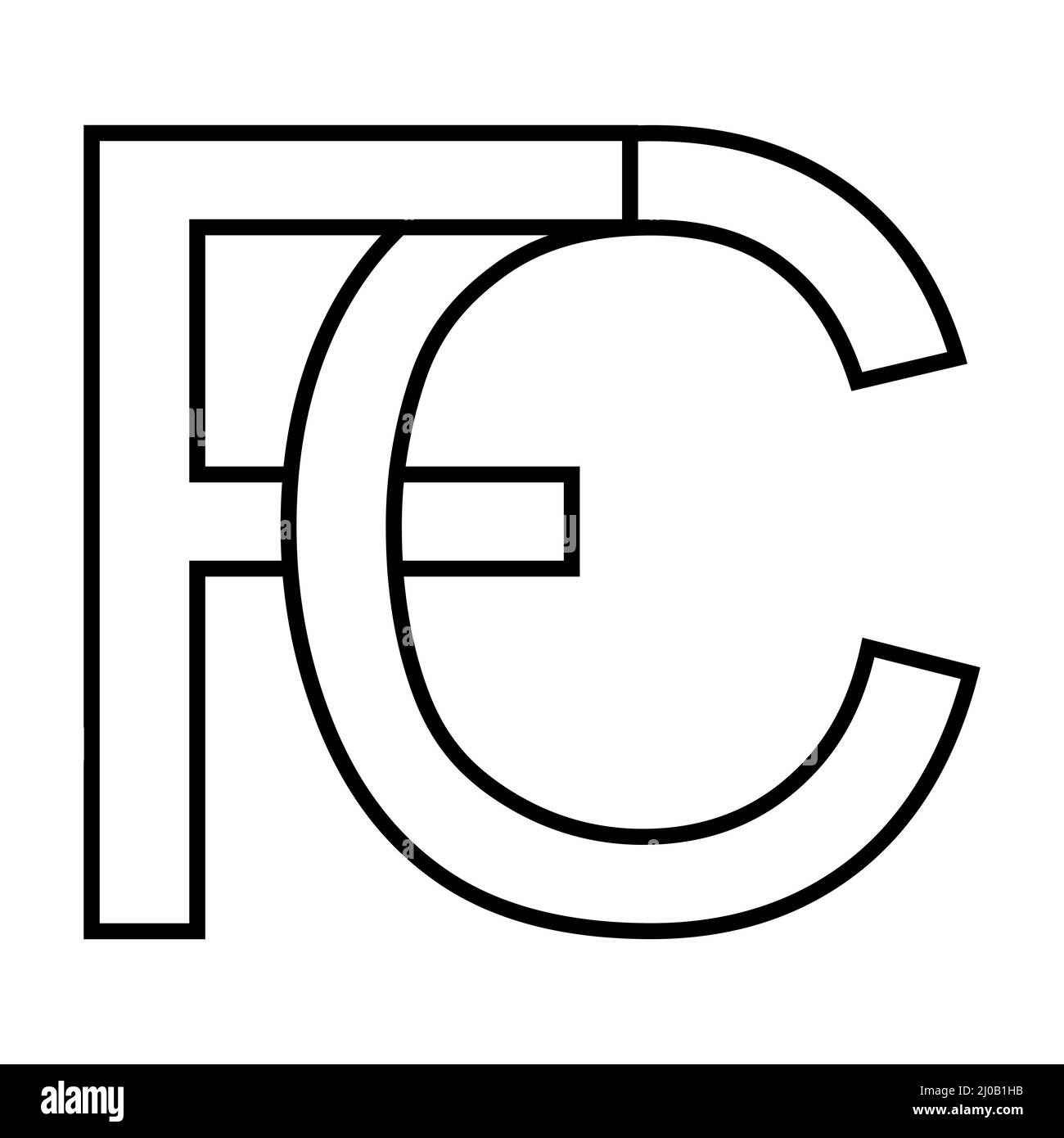 Logo-Zeichen, fc cf-Symbol nft fc Zeilensprungbuchstaben f c Stock Vektor