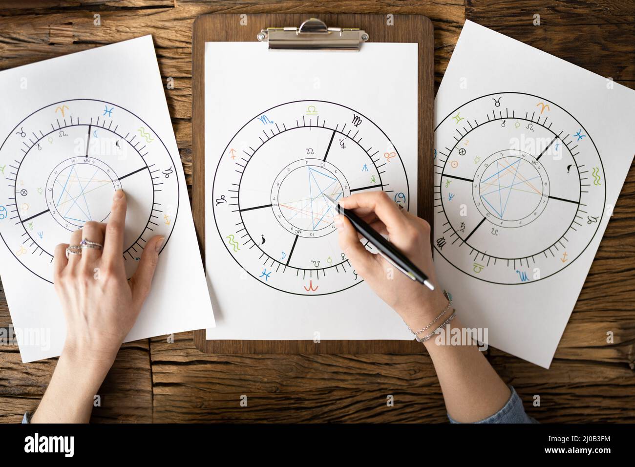 Astrologiediagramm Und Sternkreisrad. Schicksal Und Karma Stockfoto