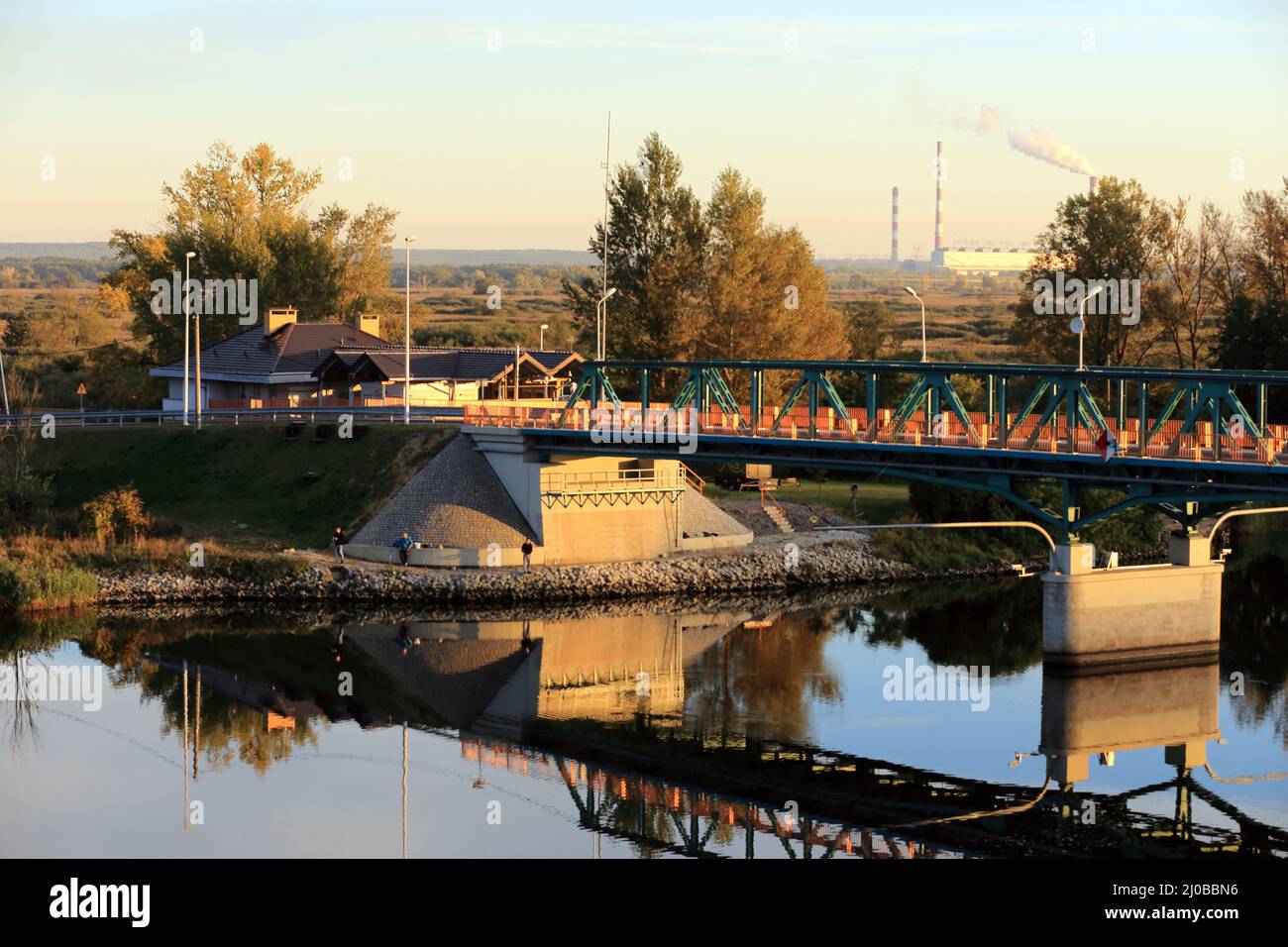 Polnisch-deutsche Grenze bei Mescherin, Brandenburg, DE Stockfoto