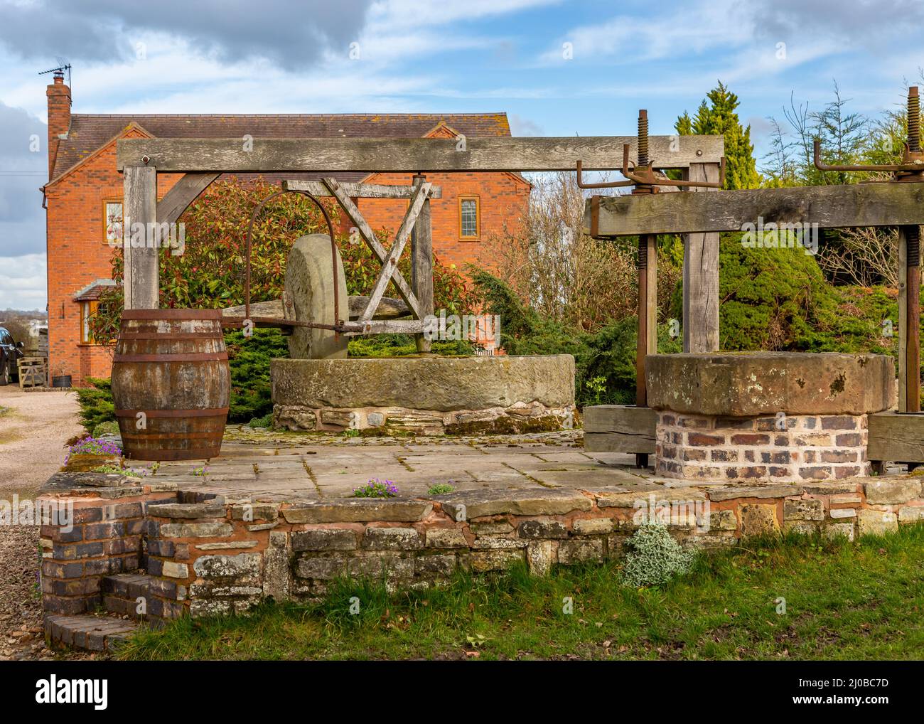 Bau in Flyford Flavell, Worcestershire, England. Stockfoto