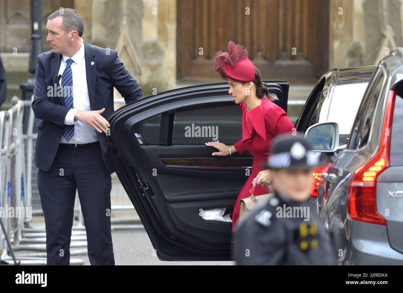 Priti Patel MP - Innenministerin - Ankunft für den Commonwealth Service in Westminster Abbey, London, 14.. März 2022. Stockfoto