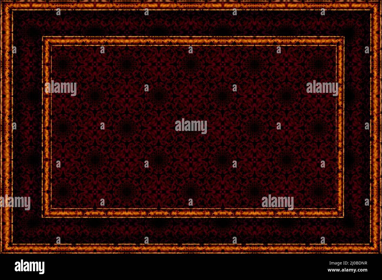 Abstrakt gemusterter burgunderfarbener Hintergrund mit gelbem Rand Stockfoto