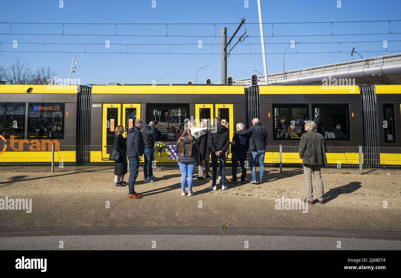 UTRECHT - Utrecht herdenkt de tramaanslag door Gokmen T. van drie jaar geleden, waarbij vier mensen overleden. De afgelopen twee herdenkingen waren kleinschalig door de coronamaatregelen. Dit jaar mag er publiek bij zijn. ANP JEROEN JUMELET Stockfoto