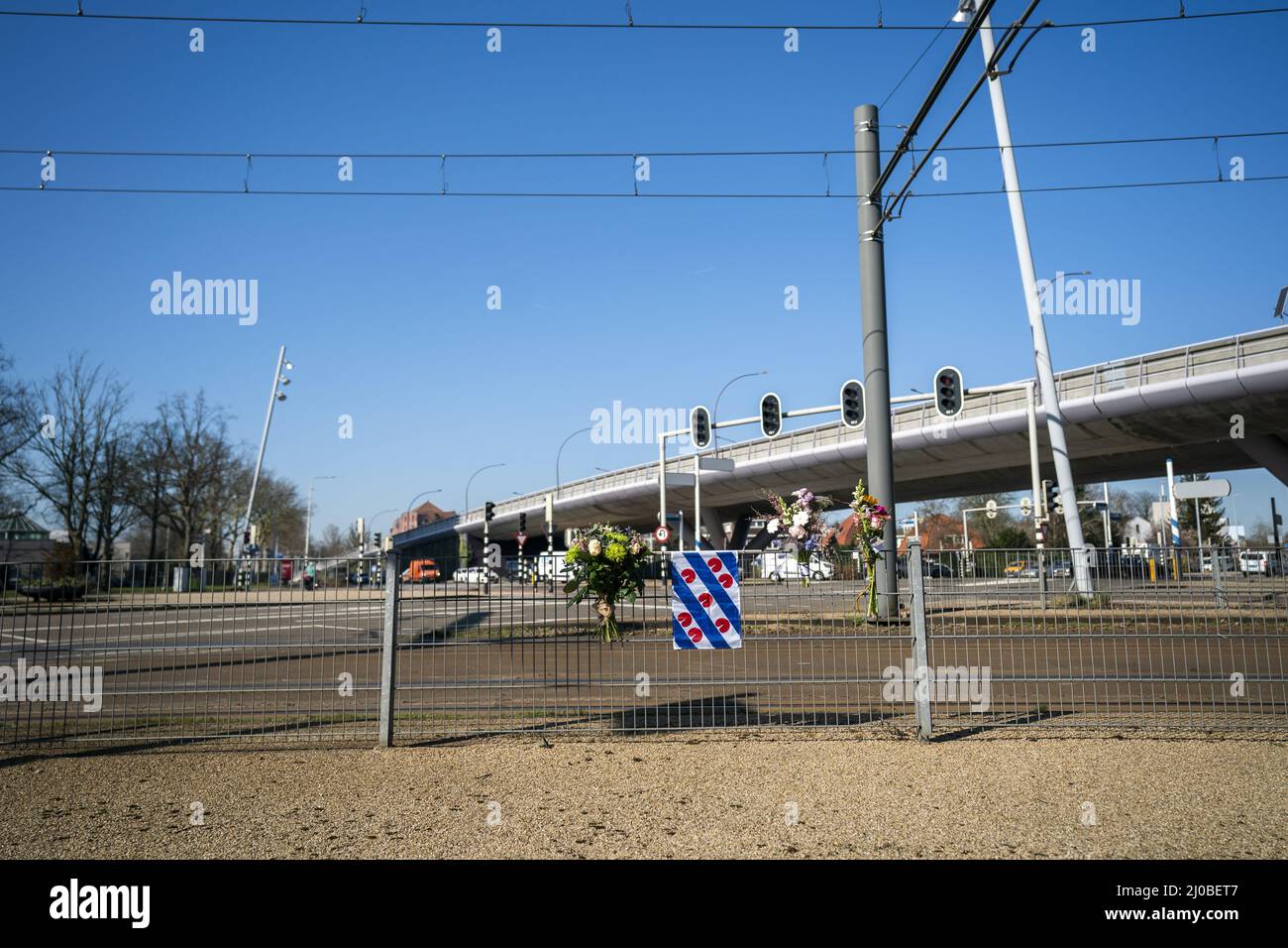 UTRECHT - Utrecht herdenkt de tramaanslag door Gokmen T. van drie jaar geleden, waarbij vier mensen overleden. De afgelopen twee herdenkingen waren kleinschalig door de coronamaatregelen. Dit jaar mag er publiek bij zijn. ANP JEROEN JUMELET Stockfoto