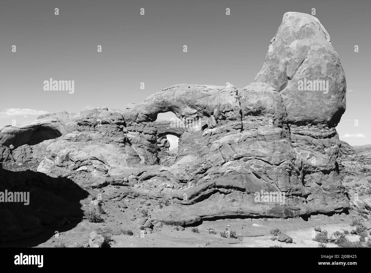 Der Turret Arch im Arches Nationalpark utah USA (schwarz-weiß) Stockfoto