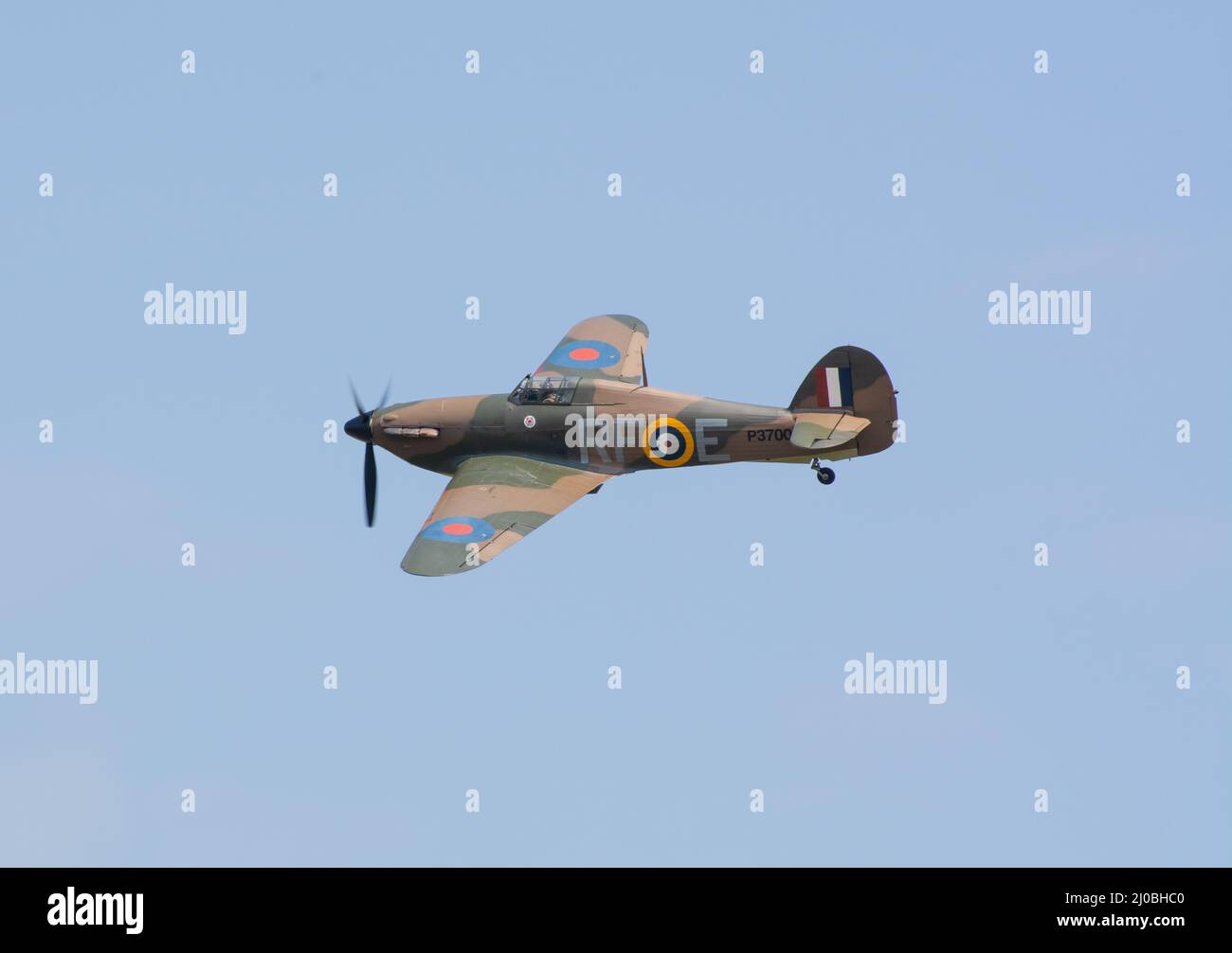 Headcorn, Kent Großbritannien - Juli 1. 2018 das Kampfflugzeug „The Hirm WW2“ fliegt auf einer Flugschau über Kent. Stockfoto