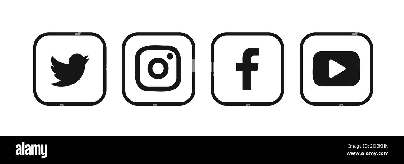 Logo-Set für soziale Medien. Beliebtes soziales Netzwerk. Stock Vektor