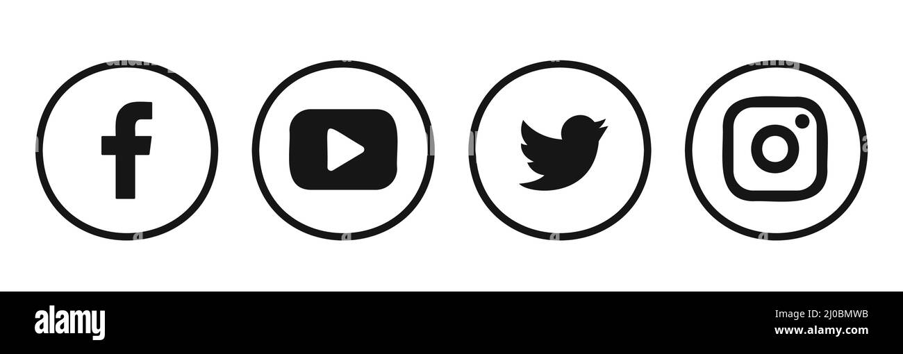 Logo-Set für soziale Medien. Beliebtes soziales Netzwerk-Set. Stock Vektor