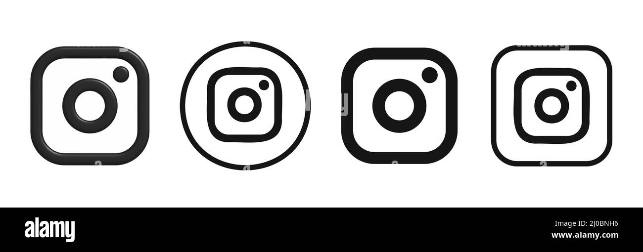Instagram-Logo. Instagram 3D-Logo. Instagram-Set. Stock Vektor