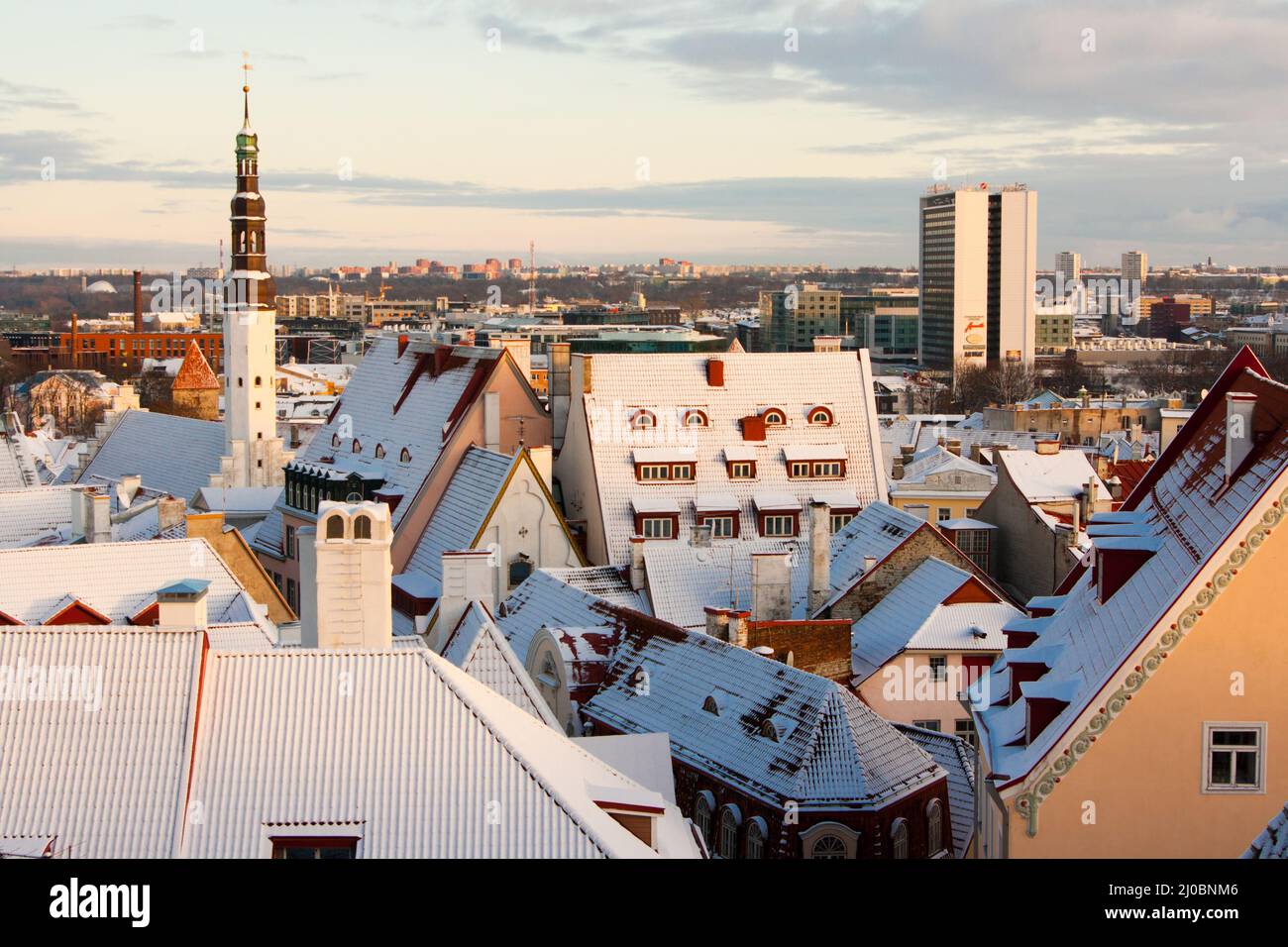 Abendansichten von Tallinn am Silvesterabend, Estland Stockfoto