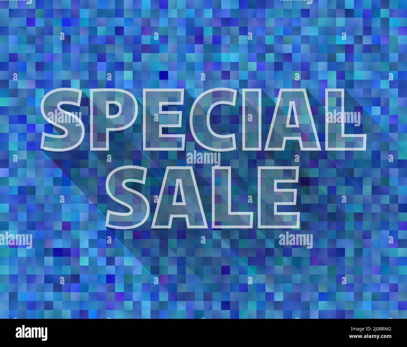 SONDERVERKAUF Zeichen oder Banner mit modernen pixeligen blauen Mosaik Hintergrund, Vektor-Illustration Stock Vektor
