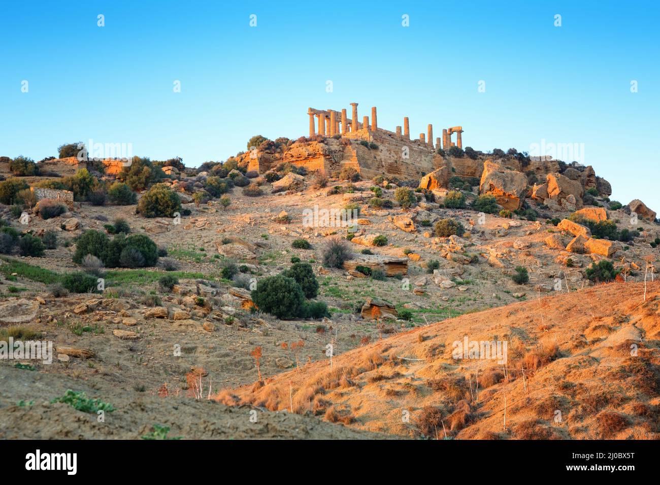 Agrigento, griechisches Tempeltal, Juno-Tempel (480-420 v. Chr.), Sizilien, Italien Stockfoto