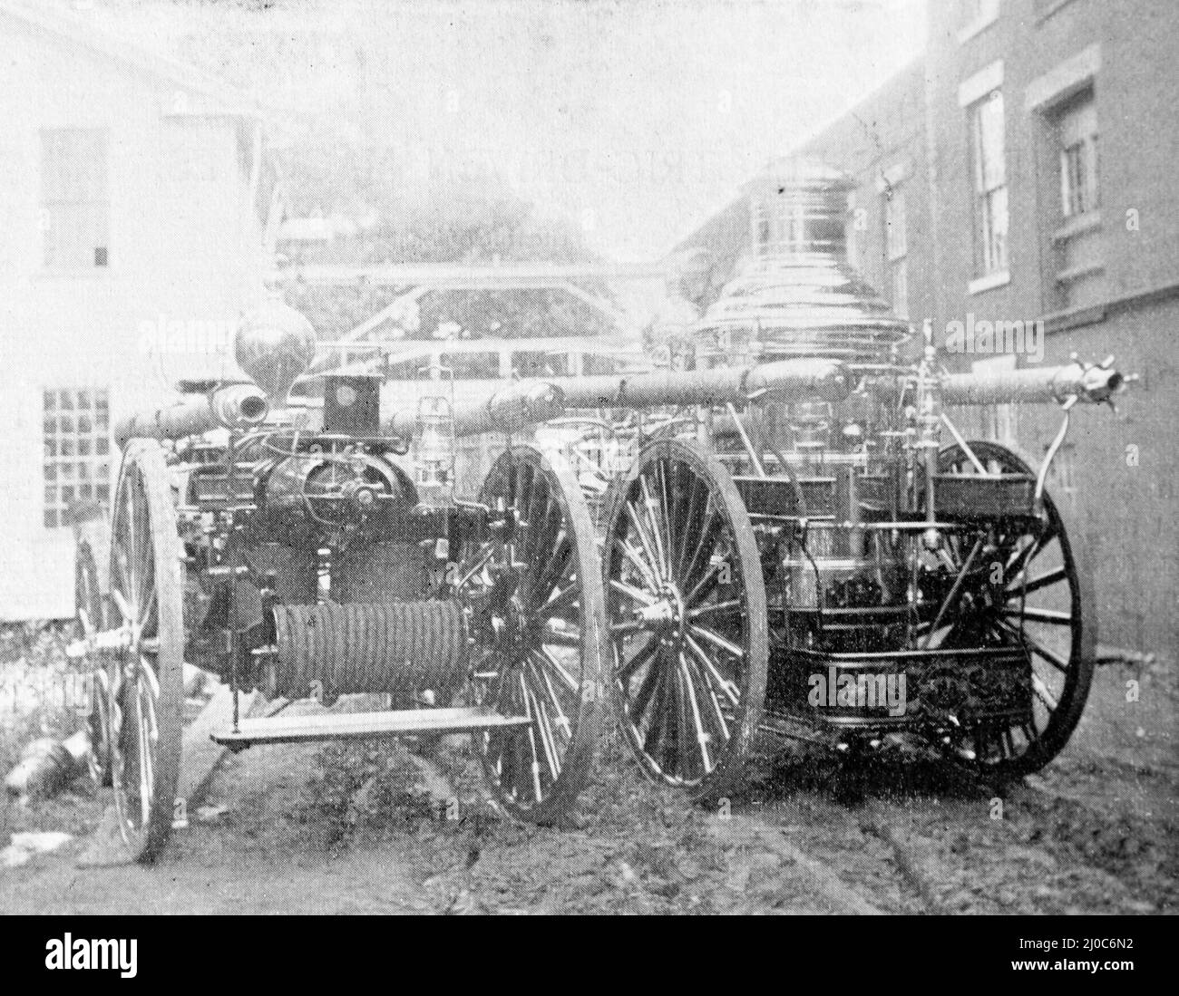 Amerikanische Elektro- und Dampffeuermaschinen; Schwarz-Weiß-Fotografie, aufgenommen um 1890s Stockfoto