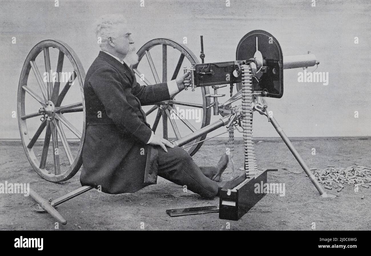 Eine spezielle automatische Maxim Gun für den Sultan der Türkei; Schwarz-Weiß-Fotografie Stockfoto