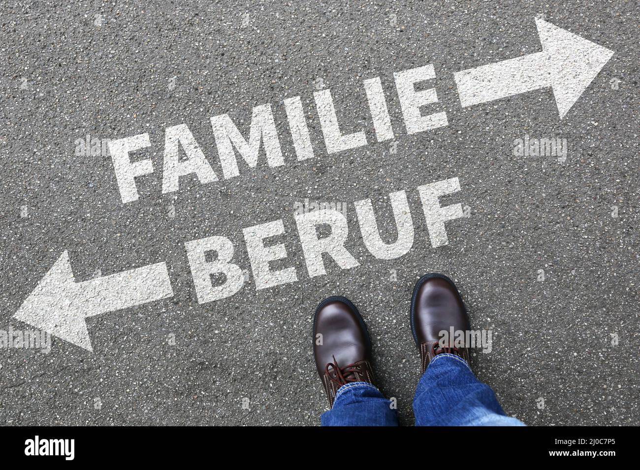 Familie Beruf Kinder Karriere Arbeit Leben Stress Überlastung Job Business-Konzept Stockfoto