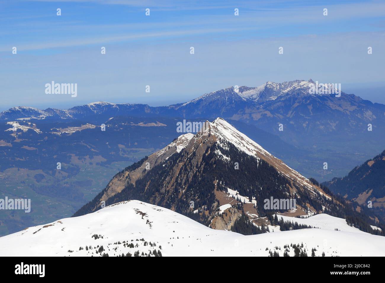 Stanserhorn und Pilatus Schweiz Schweizer Alpen Luftbild Stockfoto