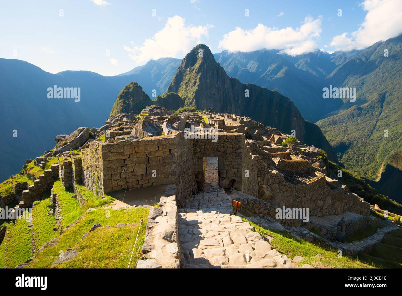 Haupttor in Machu Picchu ohne Menschen - verlorene Stadt des Indischen Reiches - Peru Stockfoto