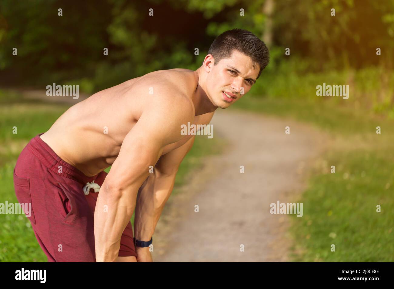 Pause beim Laufen Joggen Sport Training Joggen Fitness Stockfoto
