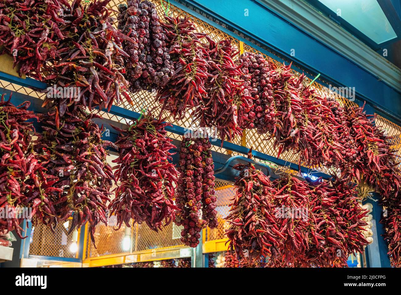 Paprika Chilli Gewürze in der Großen Markthalle (Zentrale Markthalle), Budapest Ungarn Stockfoto