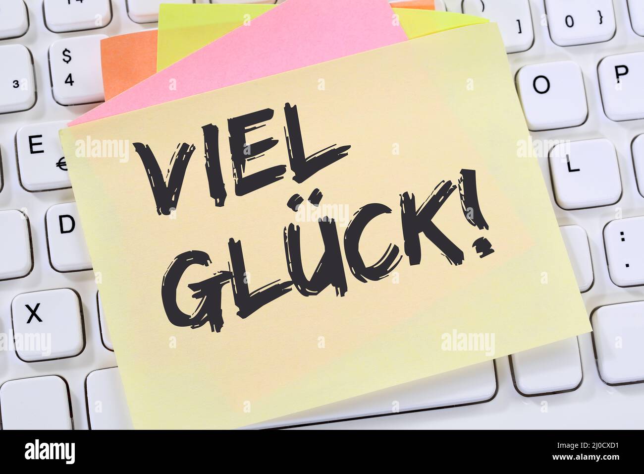 Viel Glück Erfolg erfolgreiche Prüfung wünscht Business Concept Notepad Stockfoto