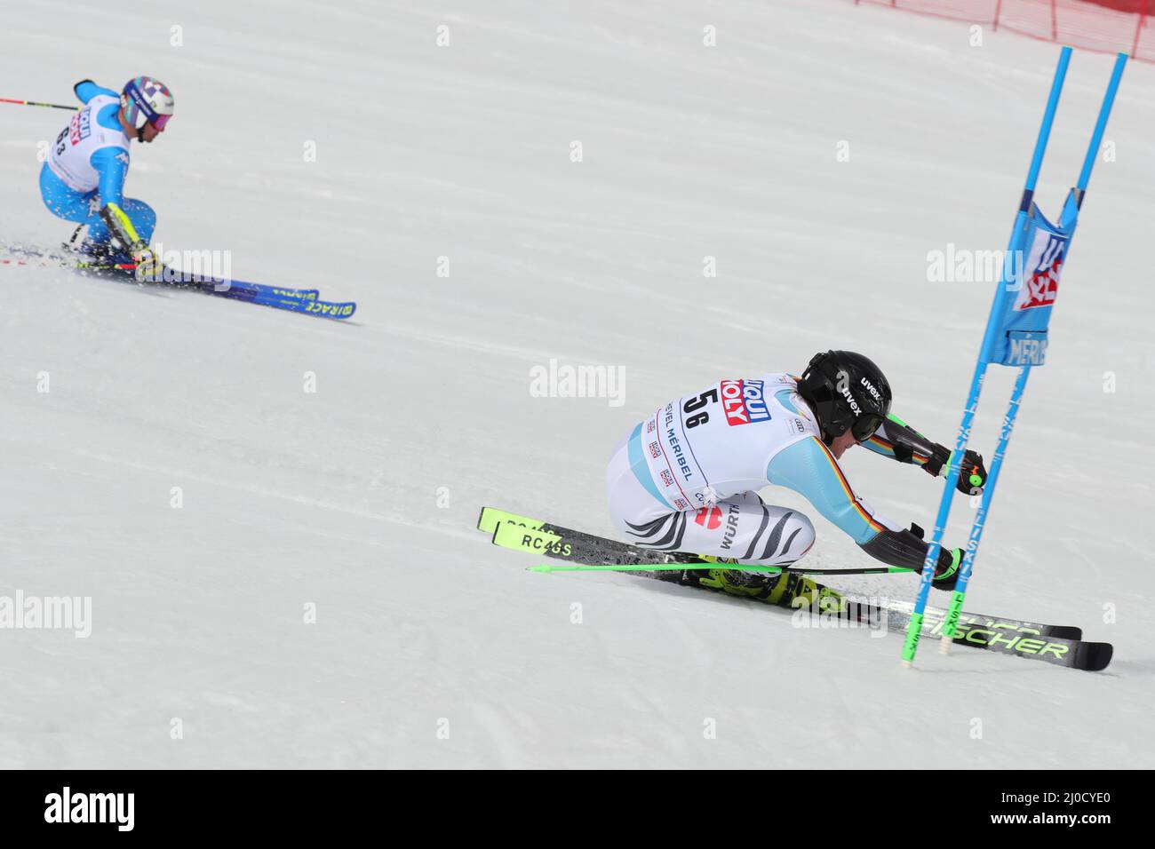 Meribel, Frankreich. 18. März 2022. FIS World Cup International Skiing, Team Parallel; Fabian Gratz (GER) Credit: Action Plus Sports/Alamy Live News Stockfoto