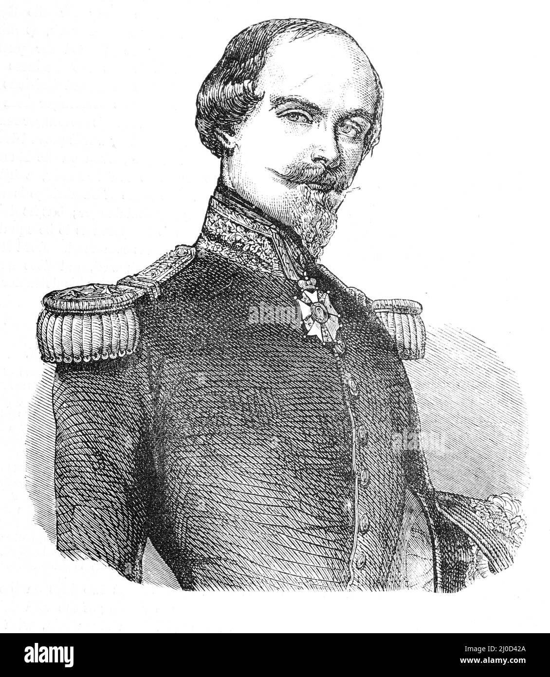 Porträt von General François Marcellin Certain de Canrobert, cira 1850s zur Zeit des Krimkrieges. Schwarz-Weiß-Illustration Stockfoto