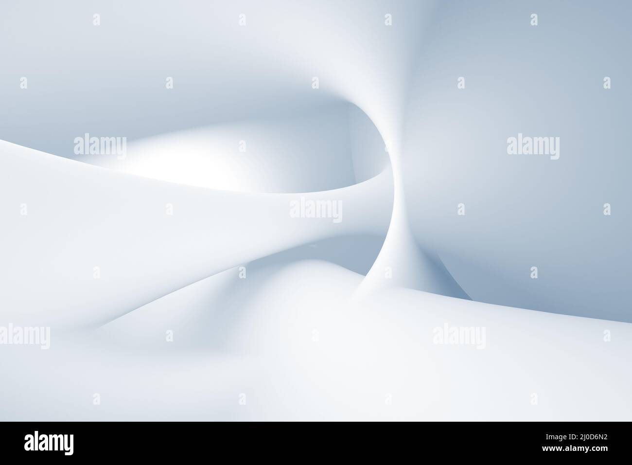 Abstrakter hellblauer digitaler Hintergrund mit Soft Shapes Installation, 3D Rendering Illustration Stockfoto