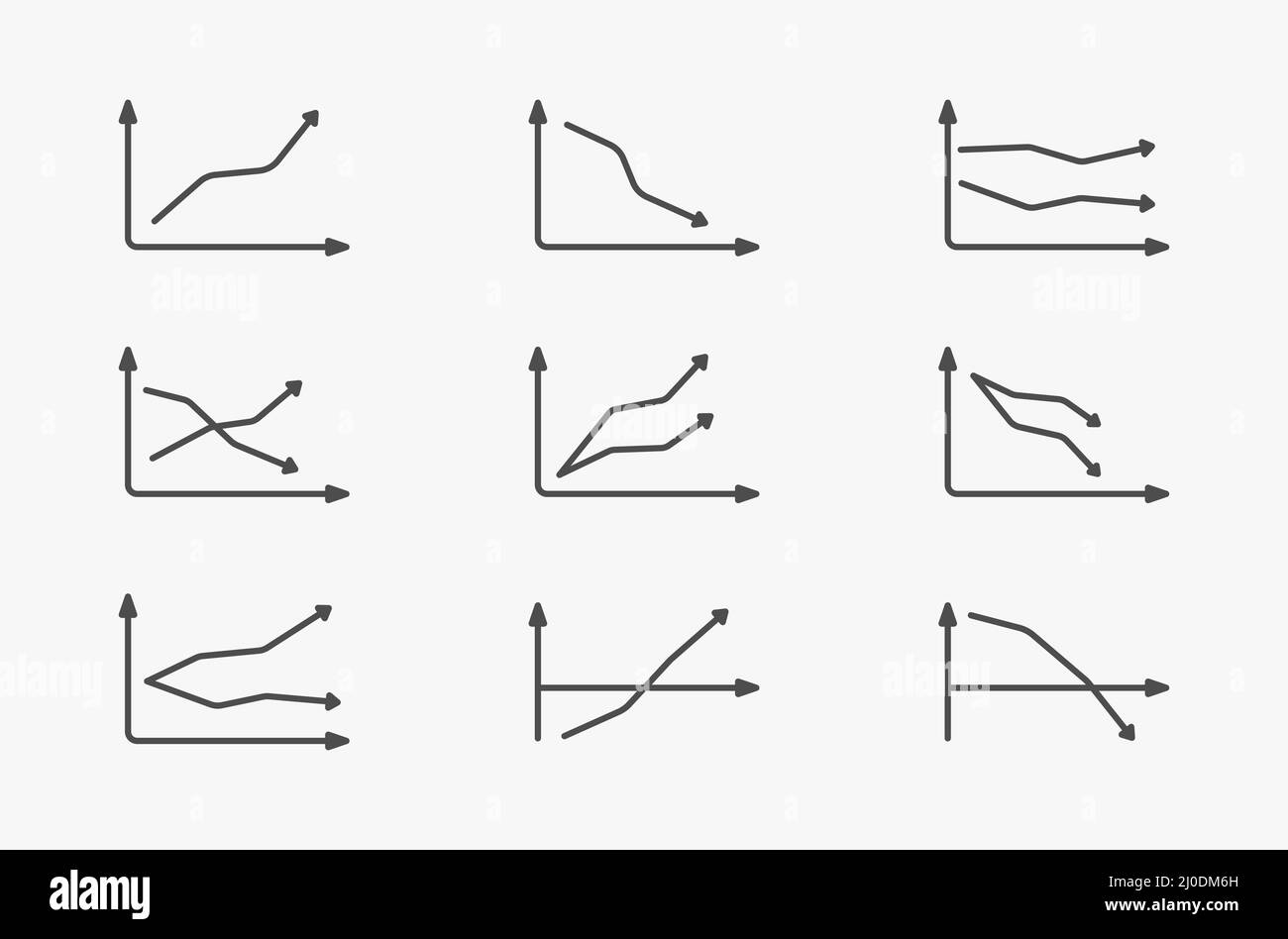 Lineares Diagramm Diagrammlinie Symbol Vektordarstellung festlegen Stock Vektor